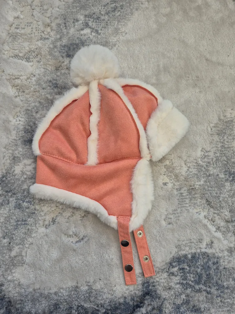 Pink Winter Hat with Fur Trim