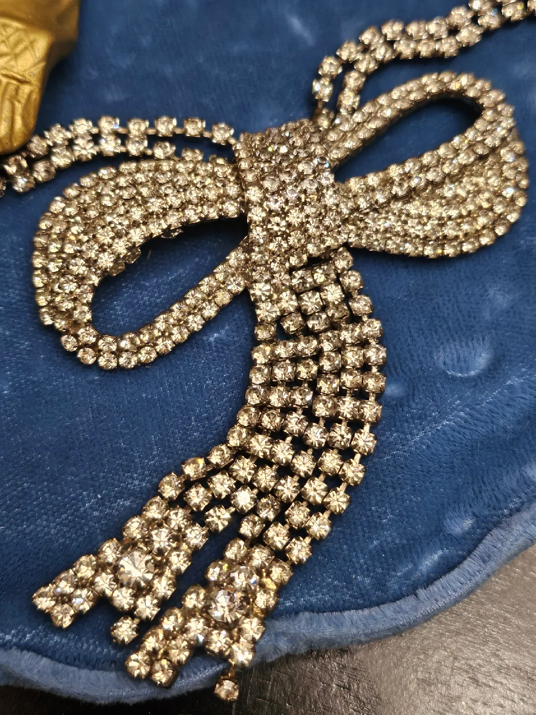 vintage 1950 Rhinestone Necklace Bow image indicator(2)