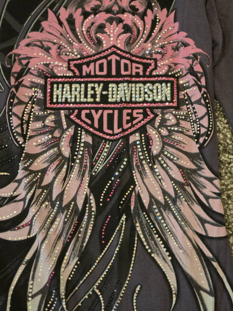 Harley-Davidson Gray Long Sleeve Rhinestoned Top - photo 2
