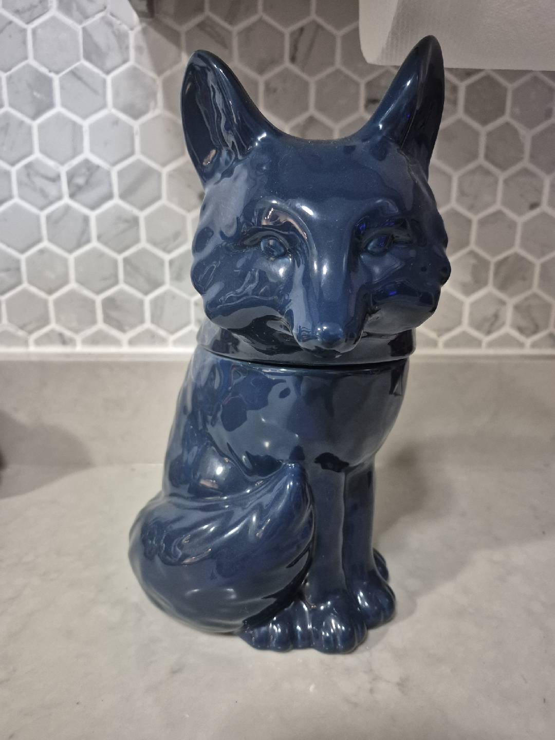 Indigo Blue Fox Cookie Jar