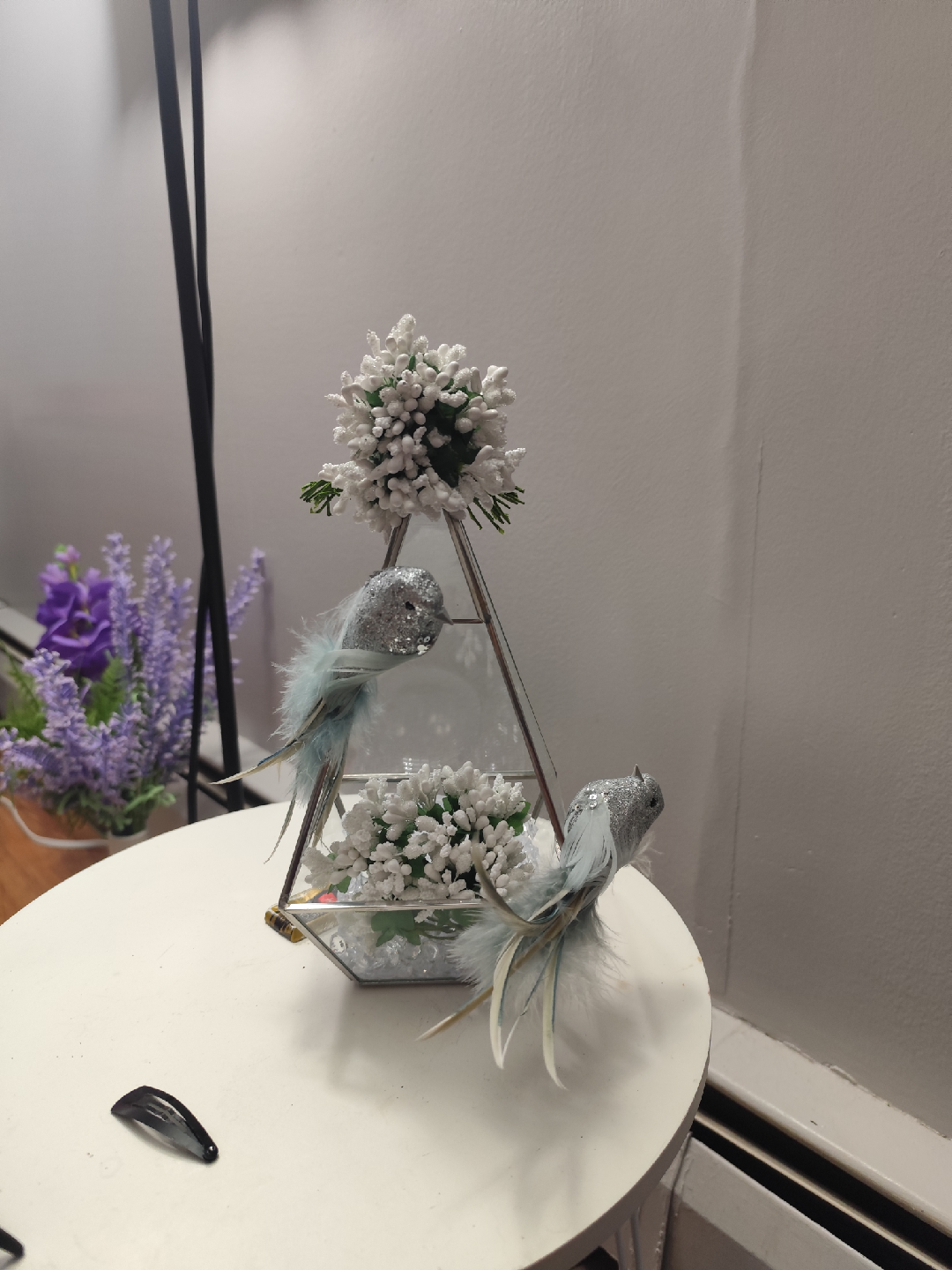 Decorative Glass Terrarium with Floral & Bird Accents - photo 2