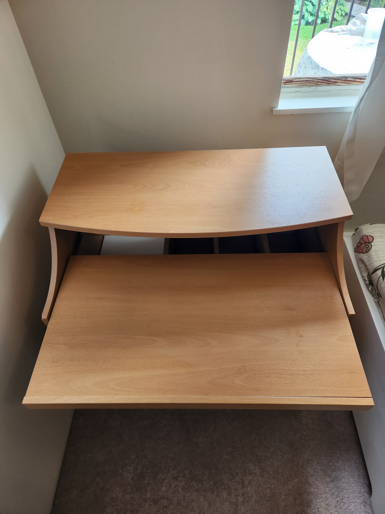 Wooden Desk with Drawer and Shelves
