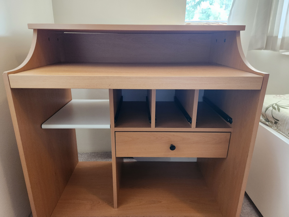 Wooden Desk with Drawer and Shelves - photo 3