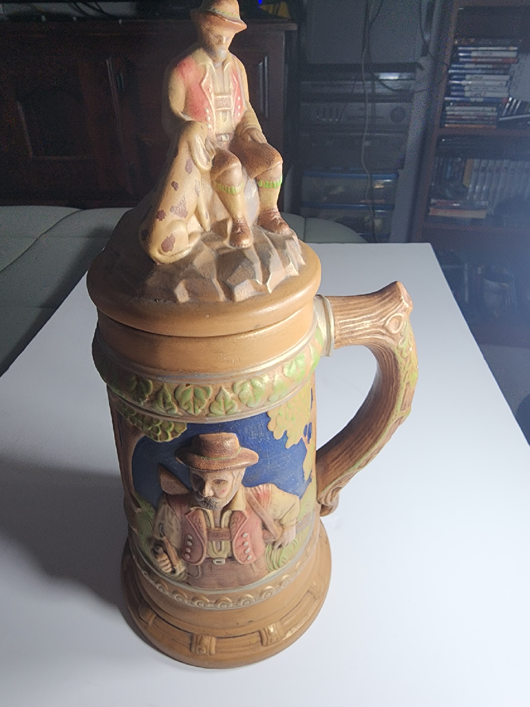 Vintage German Beer Stein with Hunter & Dog