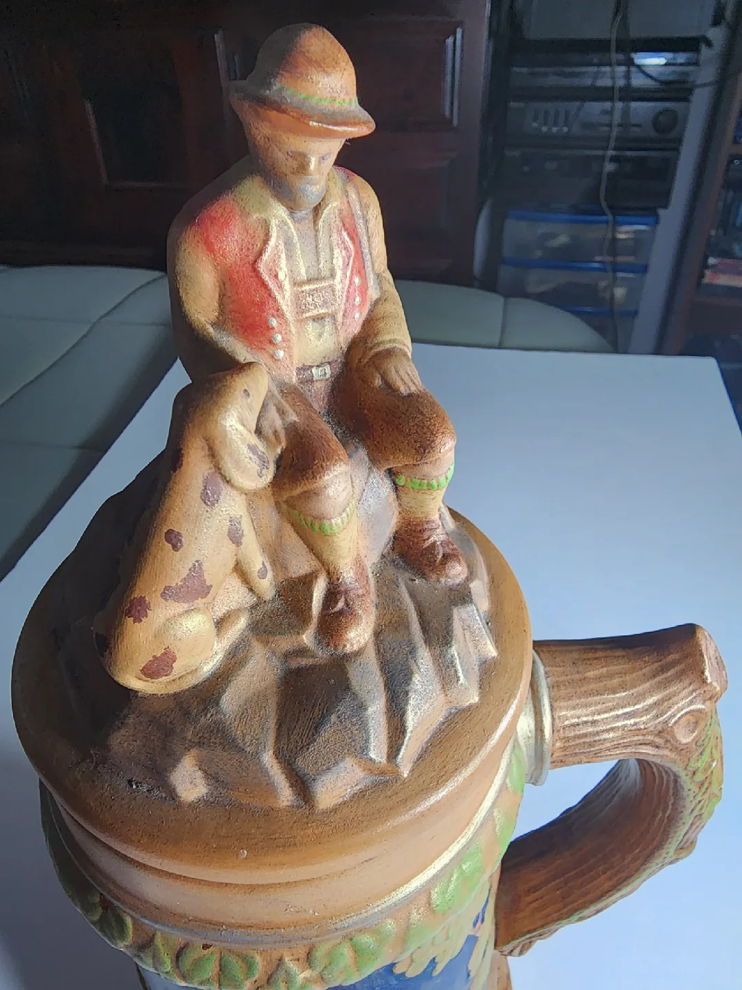 Vintage German Beer Stein with Hunter & Dog image indicator(3)