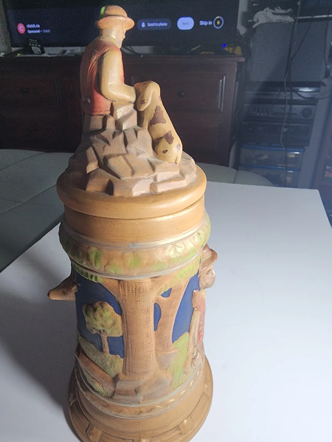 Vintage German Beer Stein with Hunter & Dog image indicator(7)