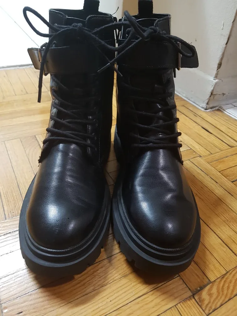Zara Black Ankle Boots, Size 38 thumbnail