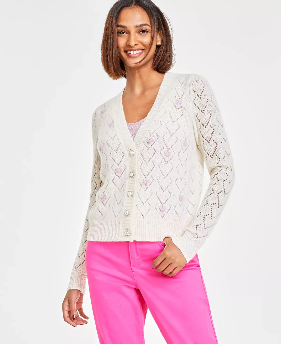 NWT Cashmere Charter Club Heart Cardigan - Large🧡 image indicator(2)