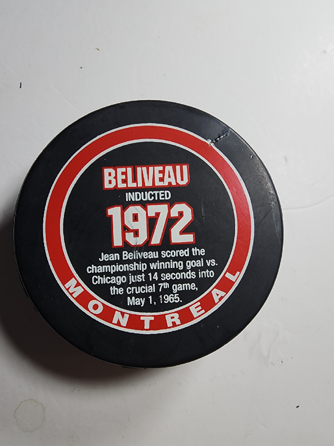 Montreal Canadiens Beliveau 1972 Hockey Puck