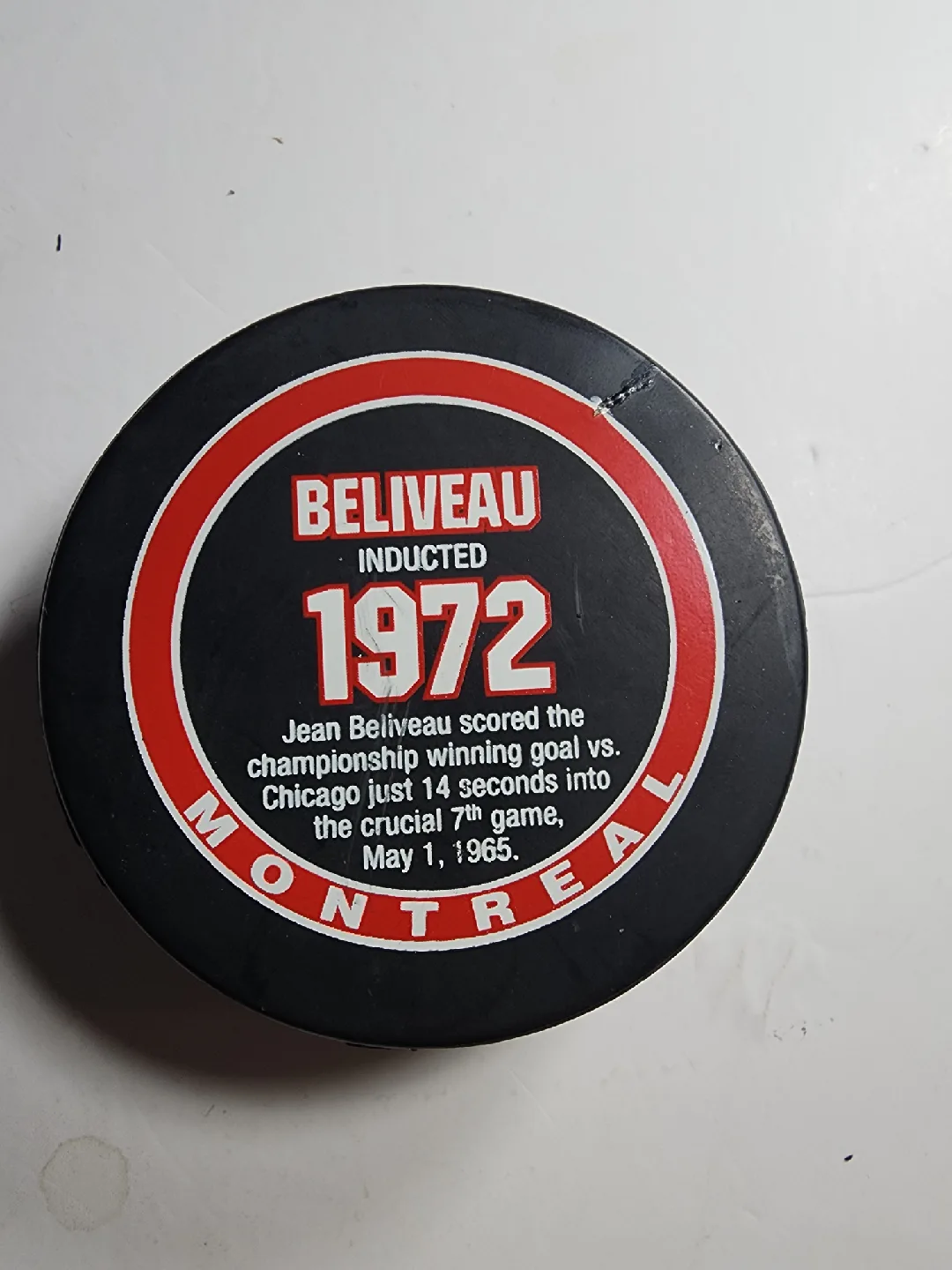 Montreal Canadiens Beliveau 1972 Hockey Puck thumbnail