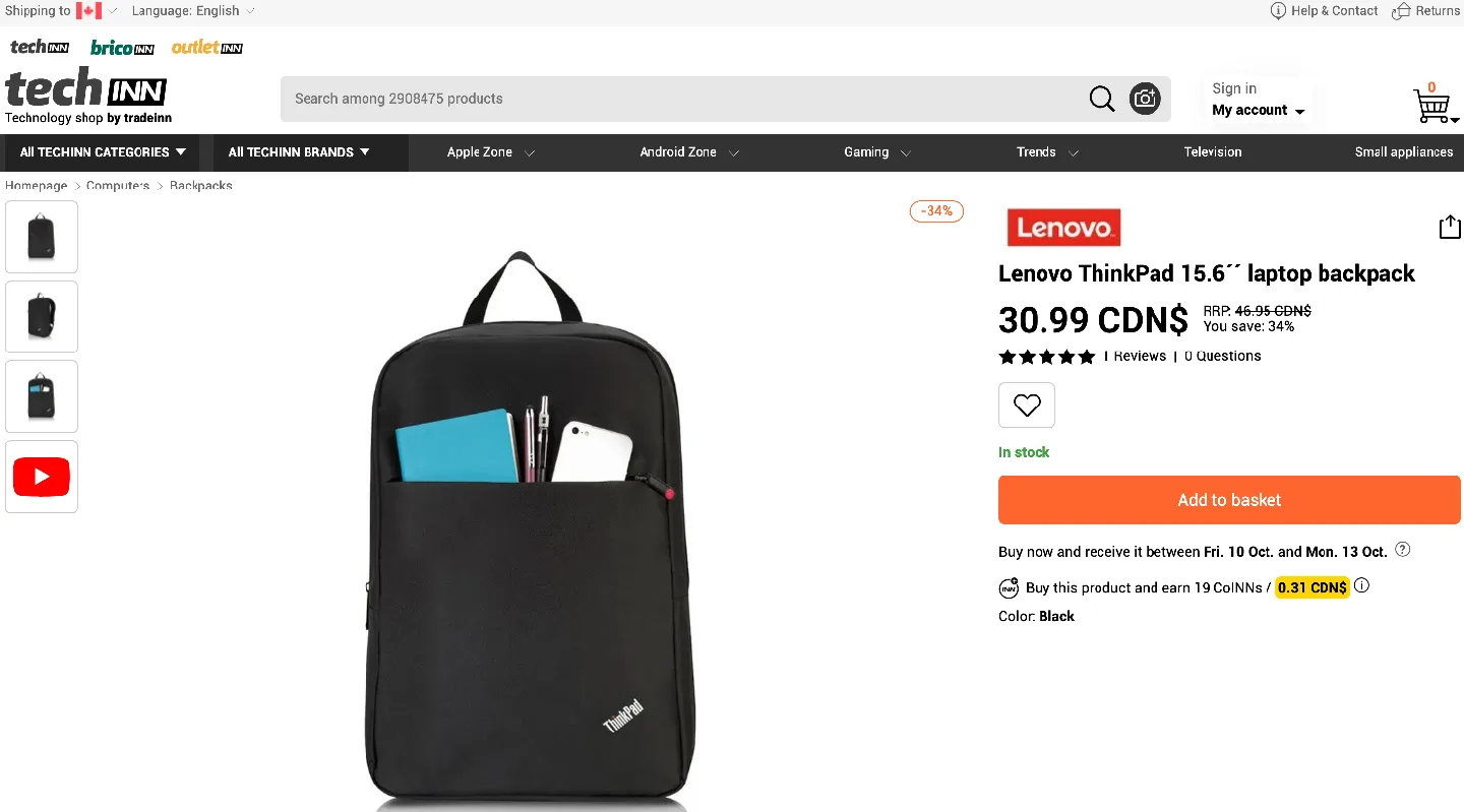 Lenovo ThinkPad 15.6" Laptop Backpack image indicator(9)