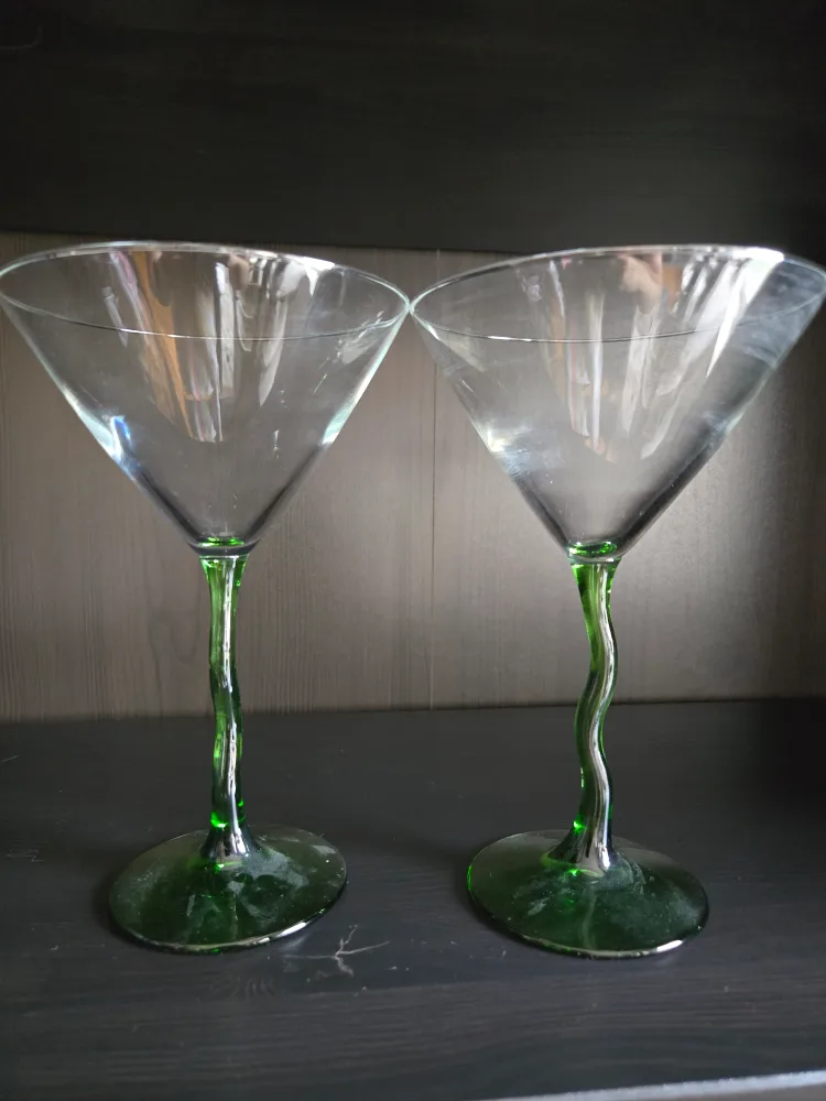 Pair of Green Stem Martini Glasses thumbnail