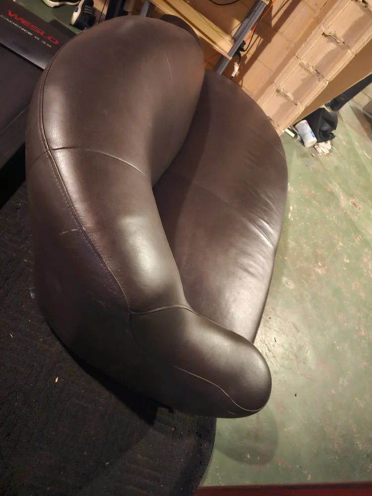 Unique Brown Leather Curved Sofa image indicator(2)