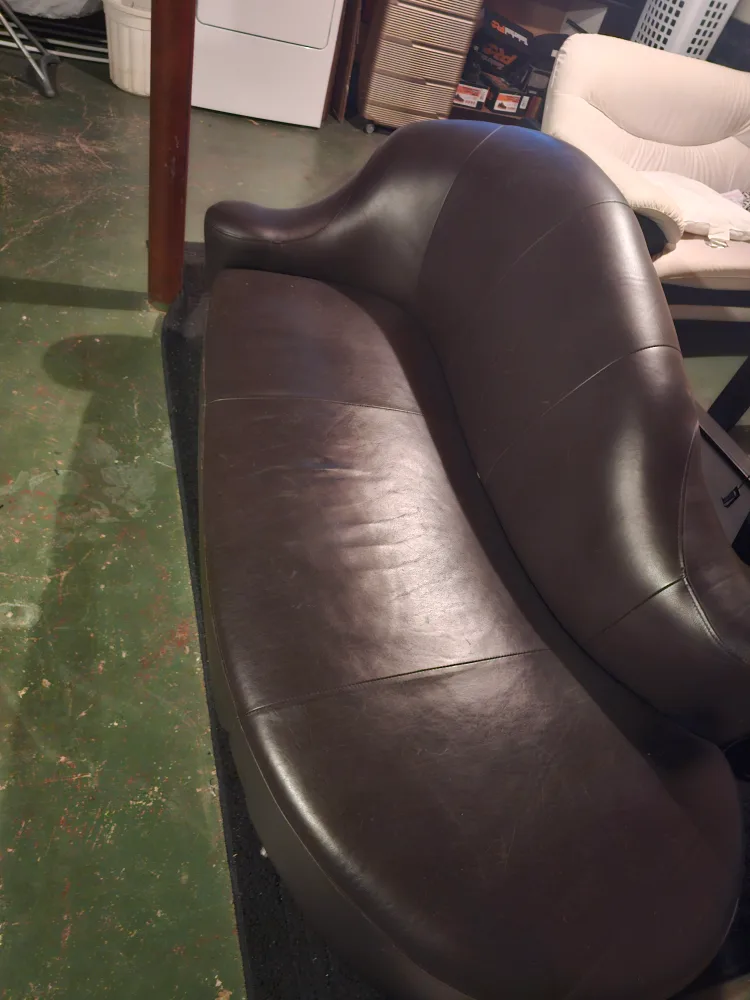 Unique Brown Leather Curved Sofa image indicator(3)