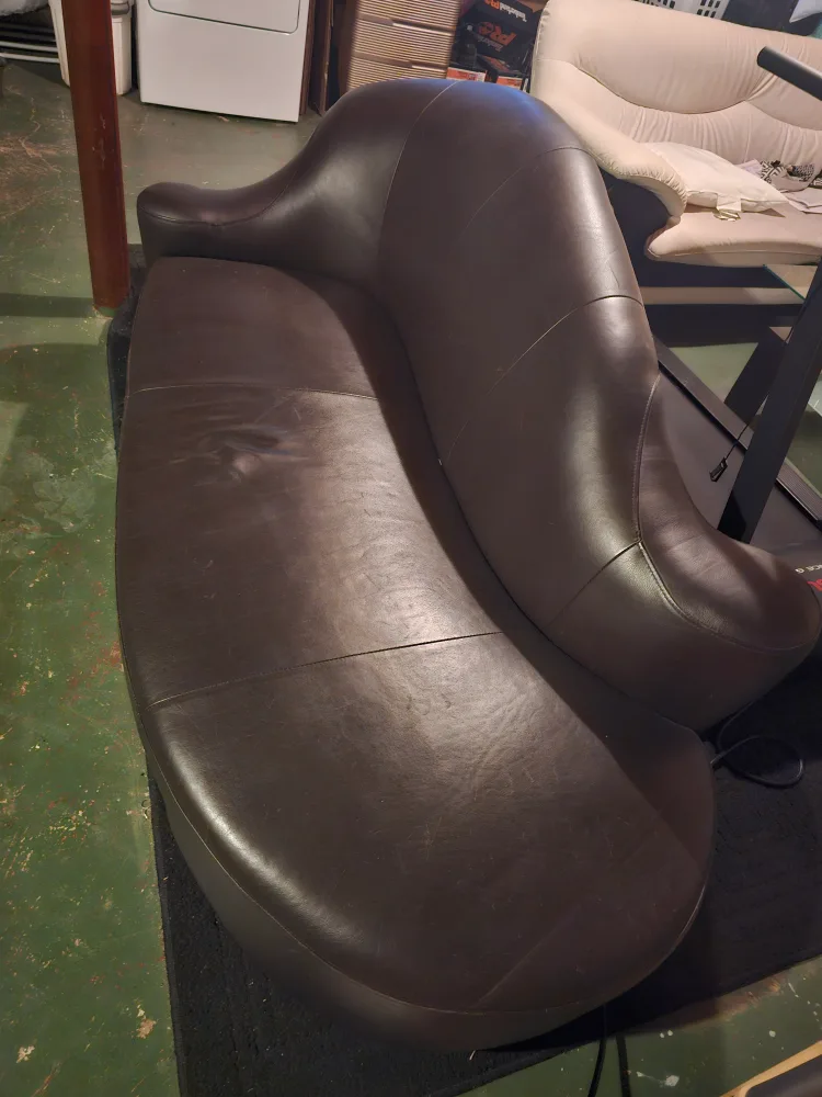 Unique Brown Leather Curved Sofa image indicator(4)