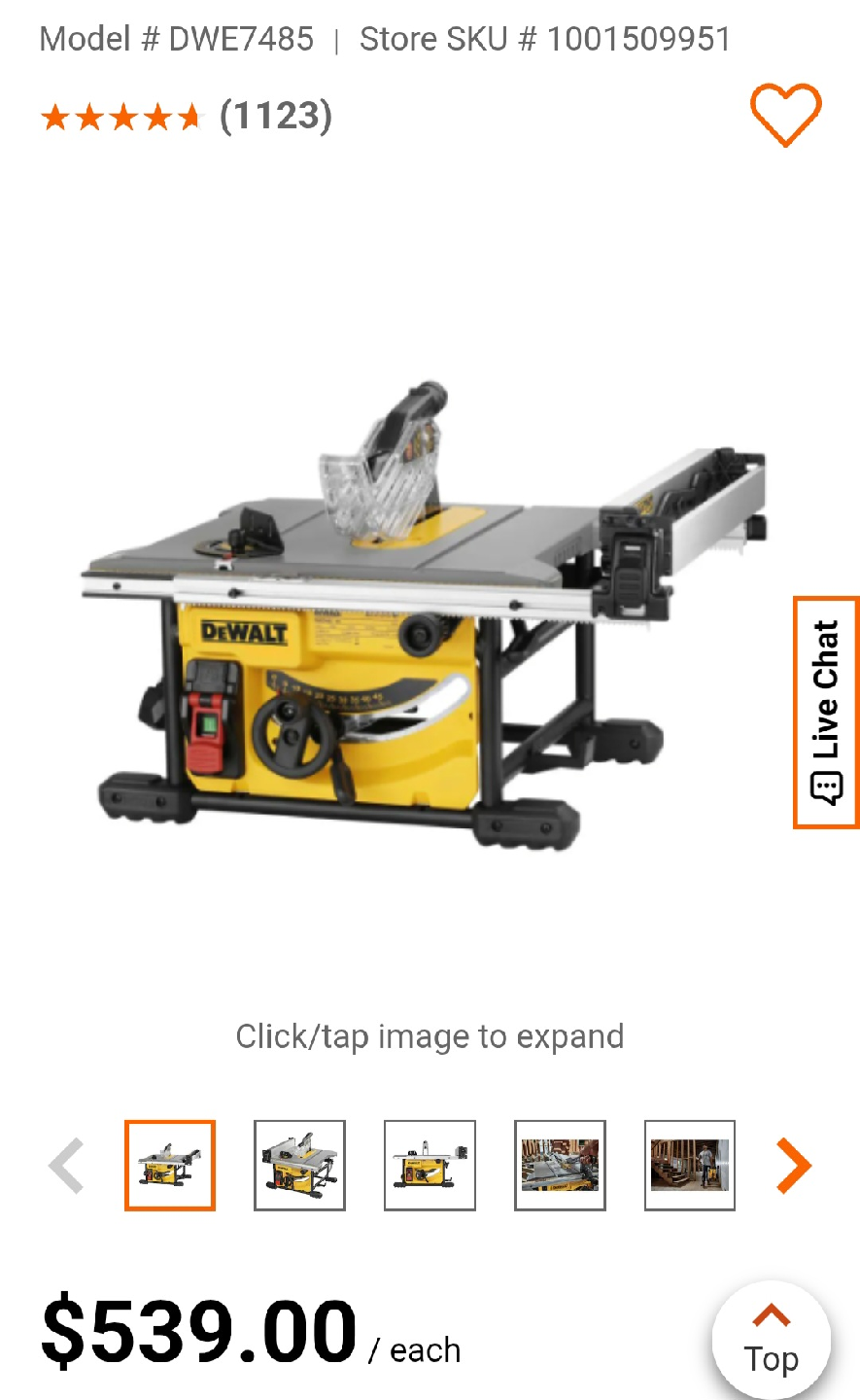 DeWalt DWE7485 8-1/4" Table Saw - Brand New! - photo 2