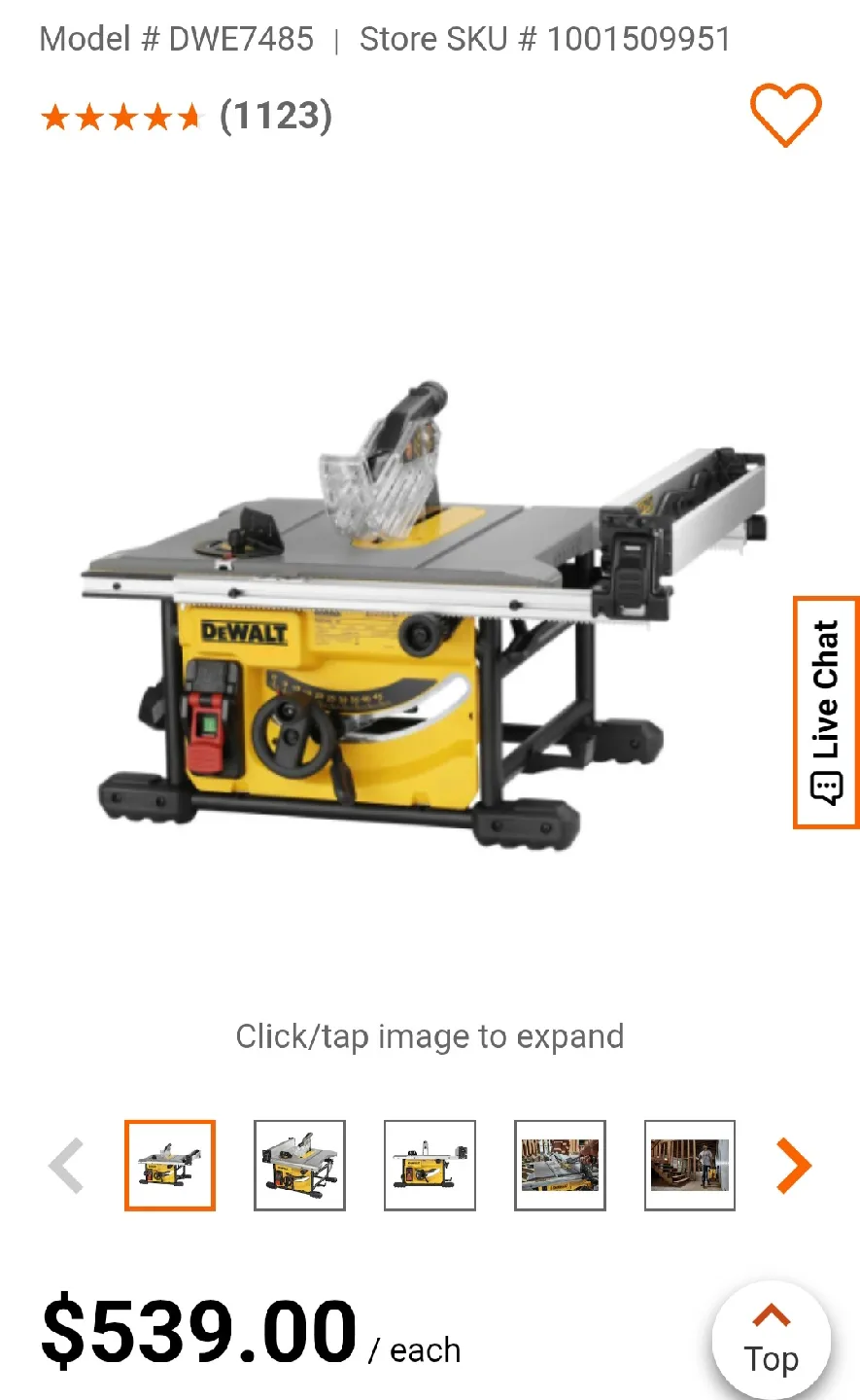 DeWalt DWE7485 8-1/4" Table Saw - Brand New! image indicator(2)
