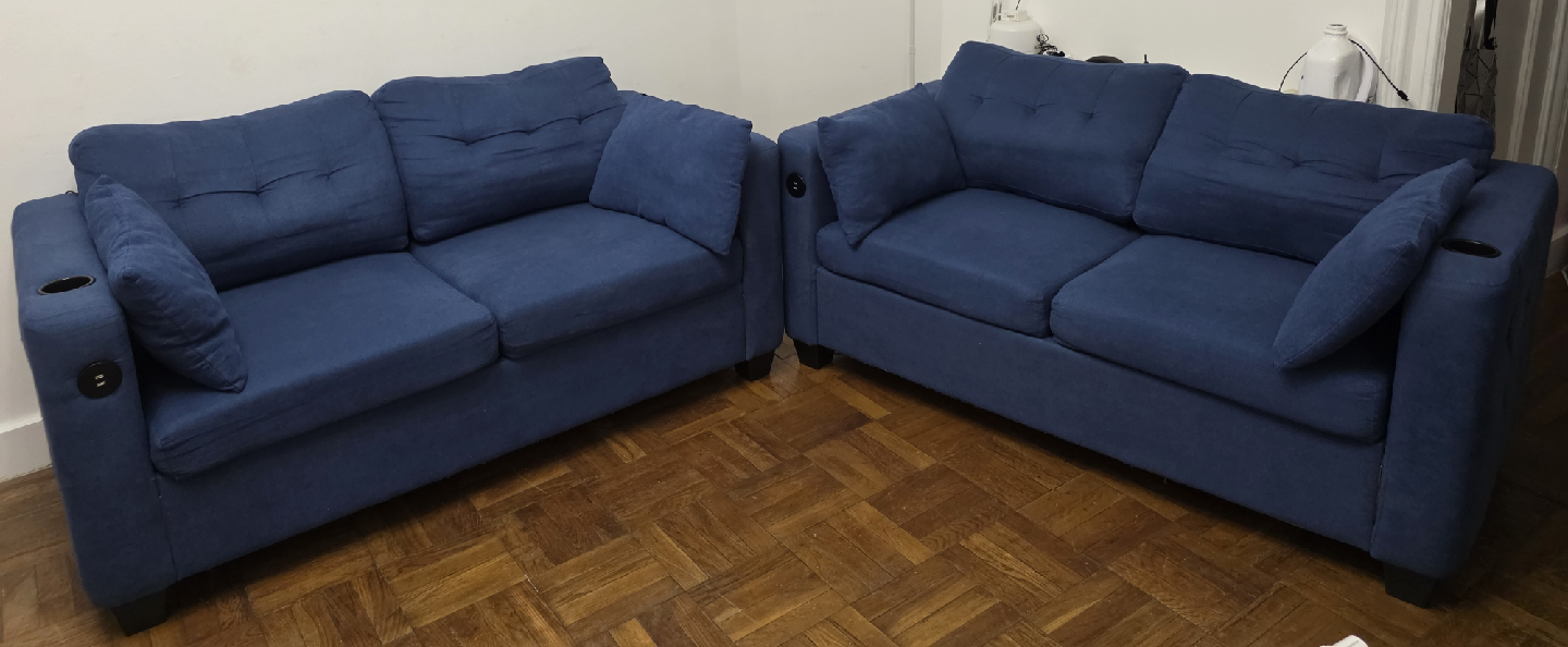 2 Blue Sofa Beds with USB Ports & Cup Holders – $650 OBO (Both) - photo 5