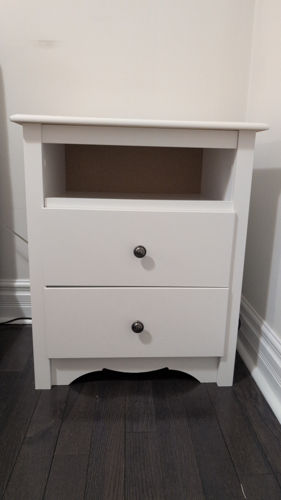 White Bedside Table with 2 Drawers
