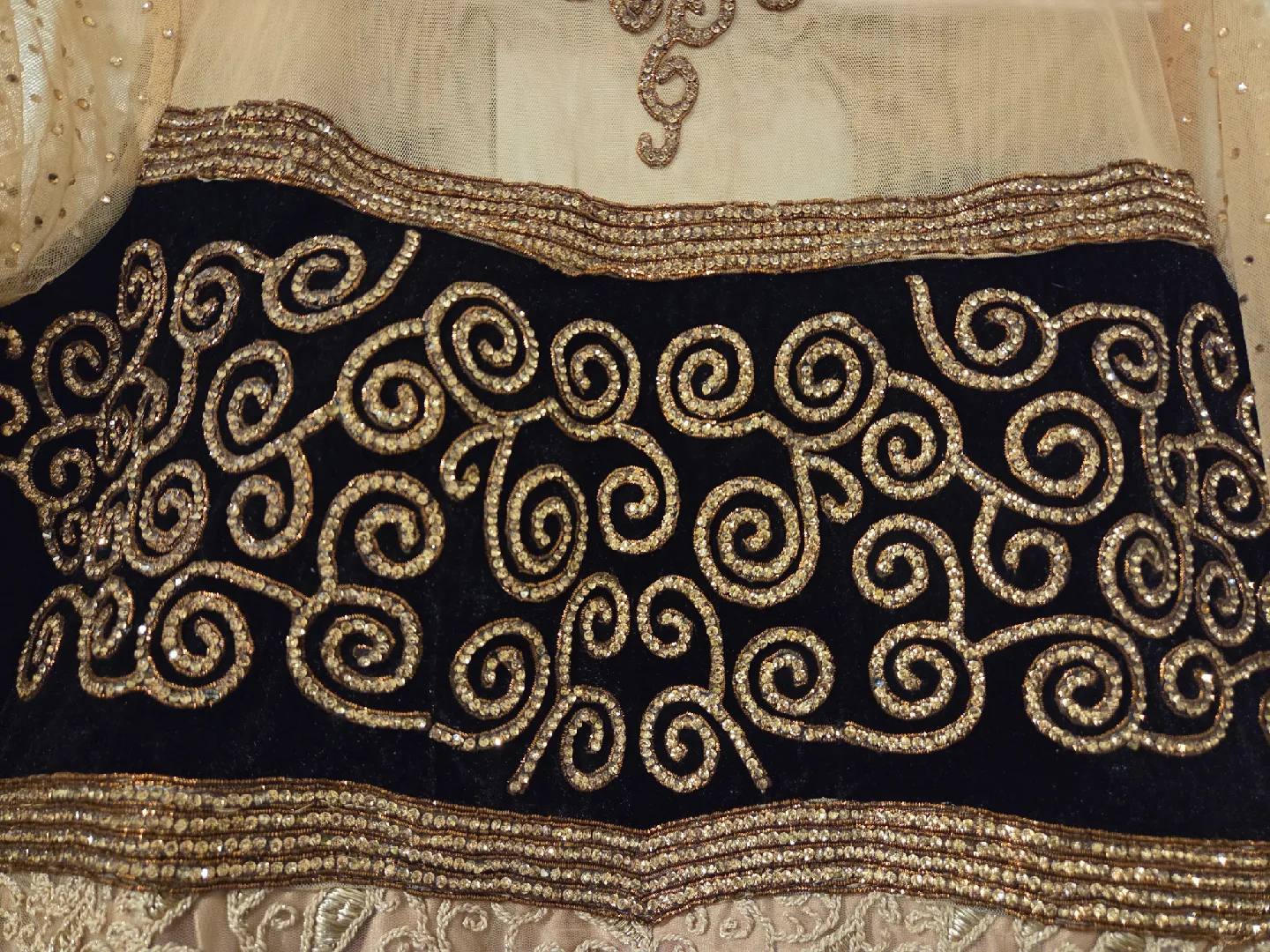 Beige & Black Embroidered Dress image indicator(2)