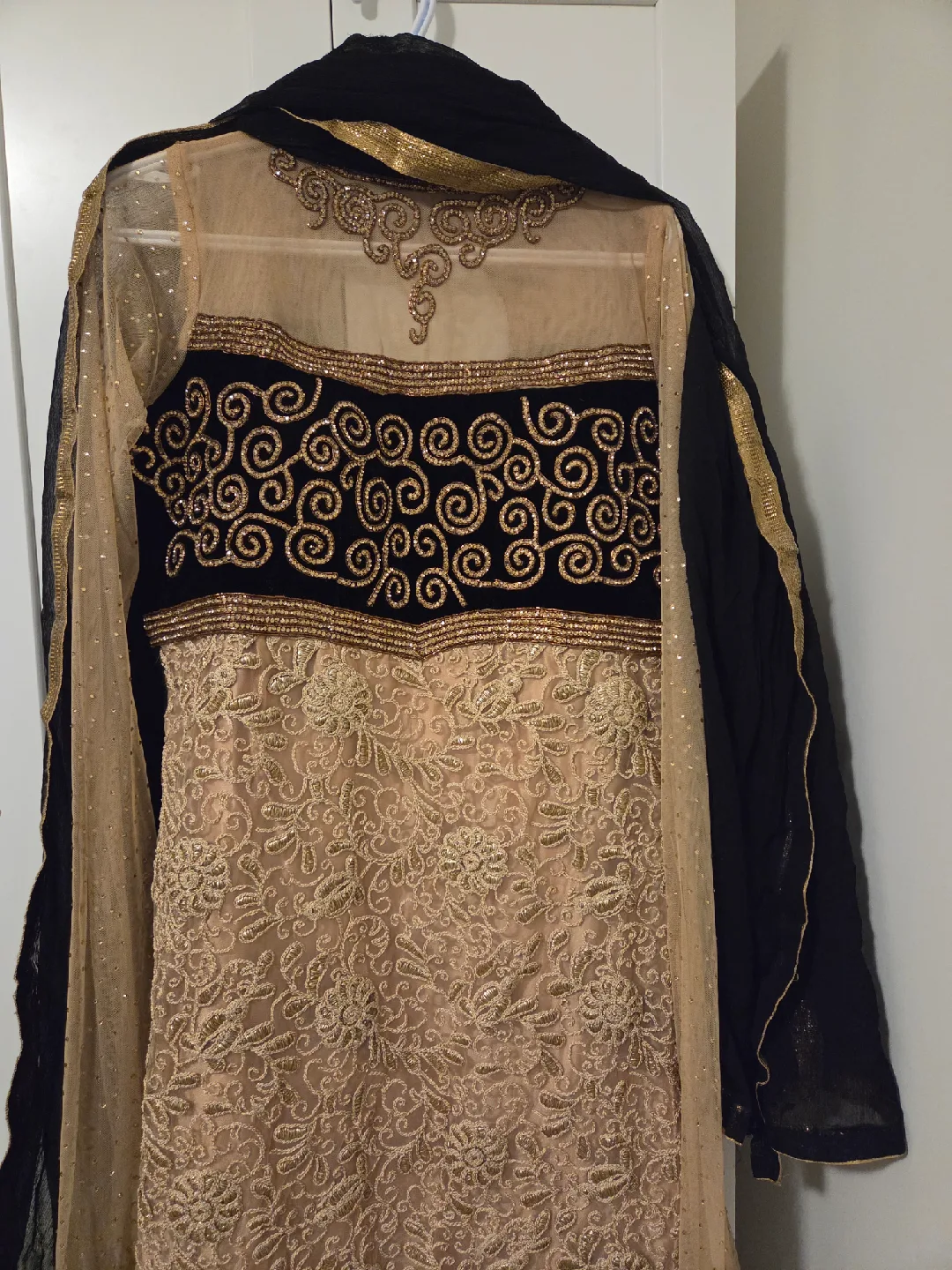 Beige & Black Embroidered Dress image indicator(6)