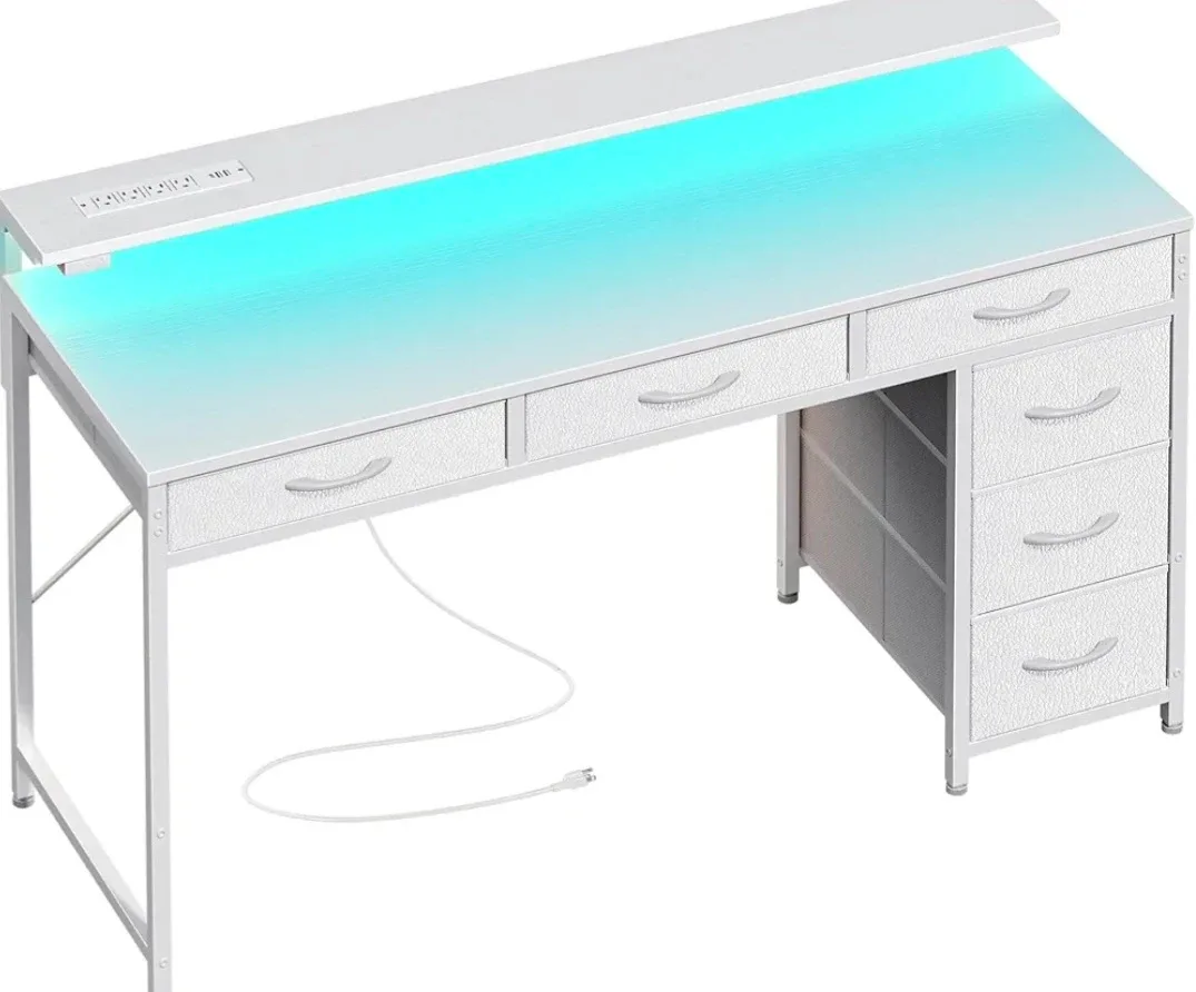 Huuger White Vanity Desk with Drawers image indicator(2)