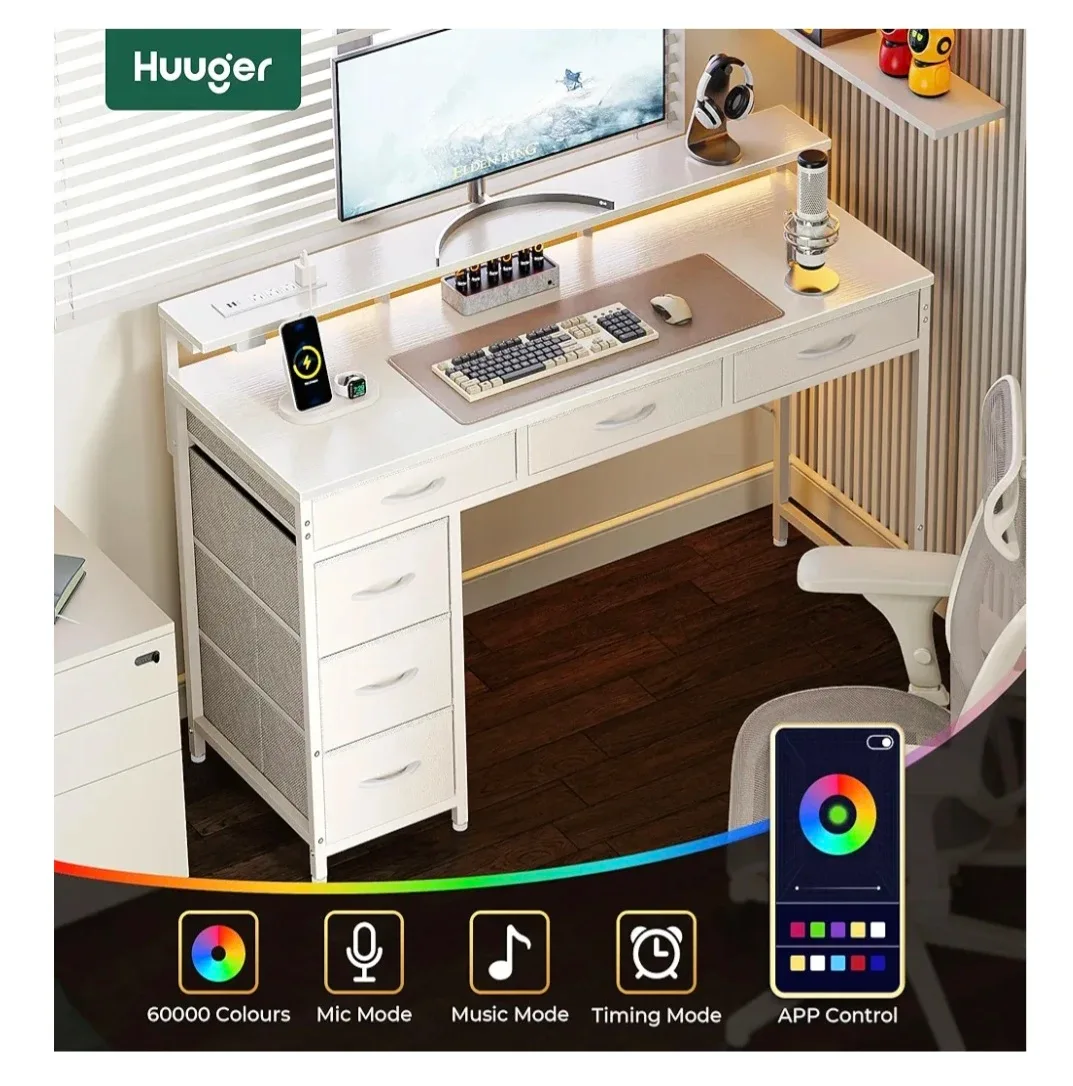 Huuger White Vanity Desk with Drawers image indicator(3)