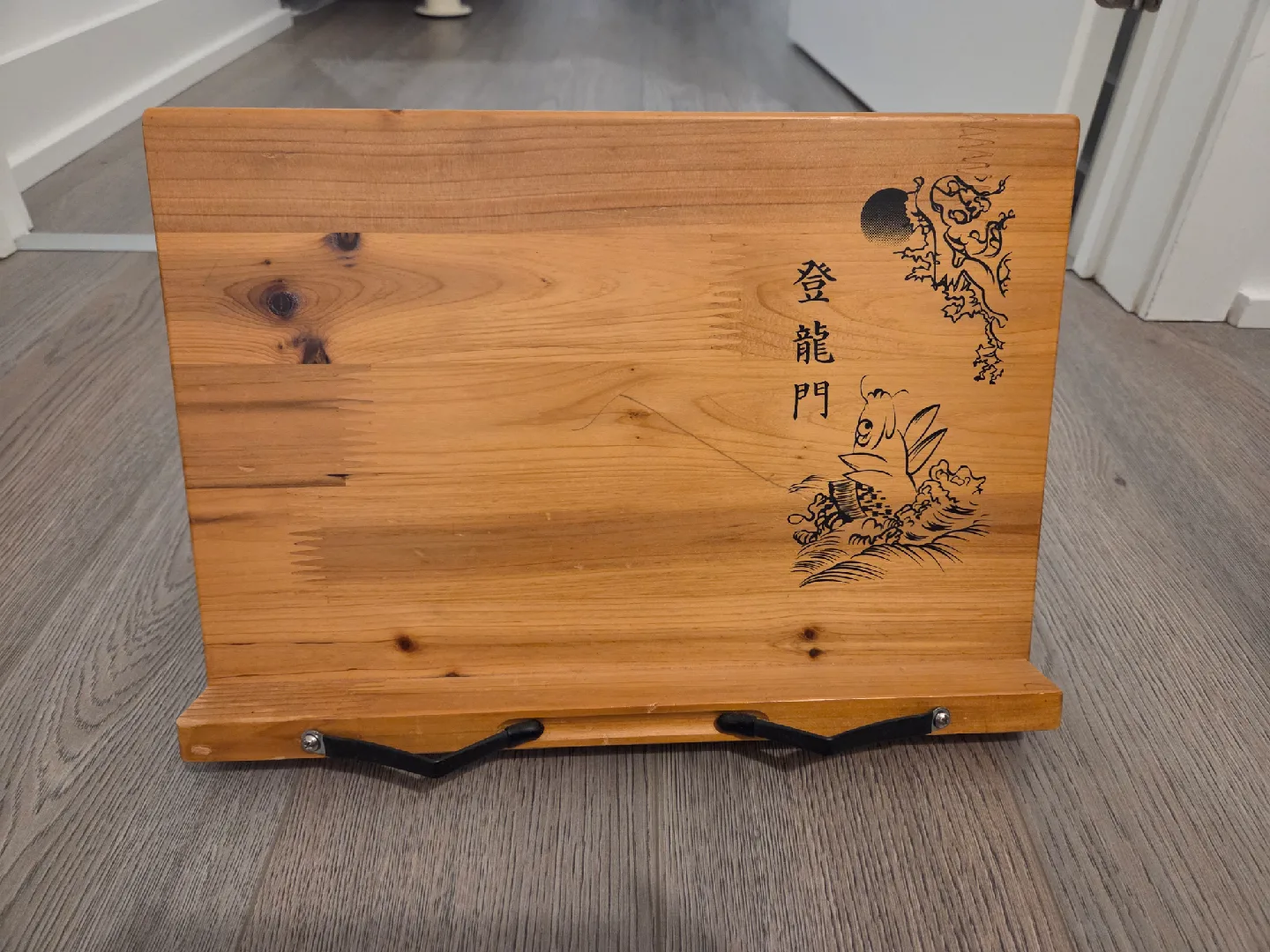 Wooden Book Stand with Dragon Design thumbnail