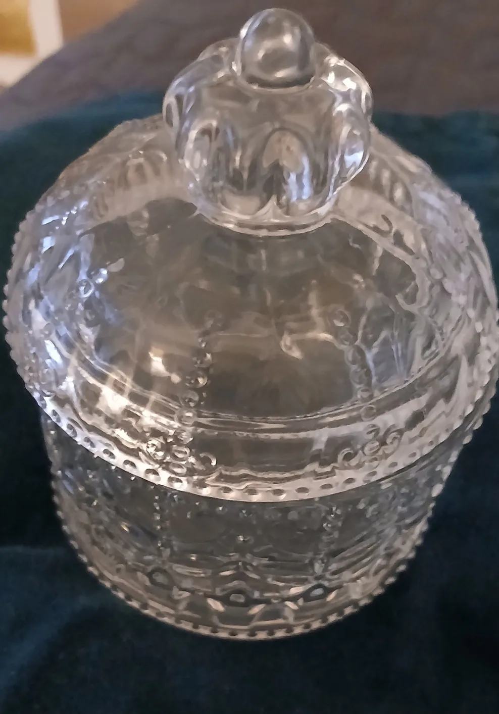 Vintage Clear Glass Candy Dish with Lid thumbnail