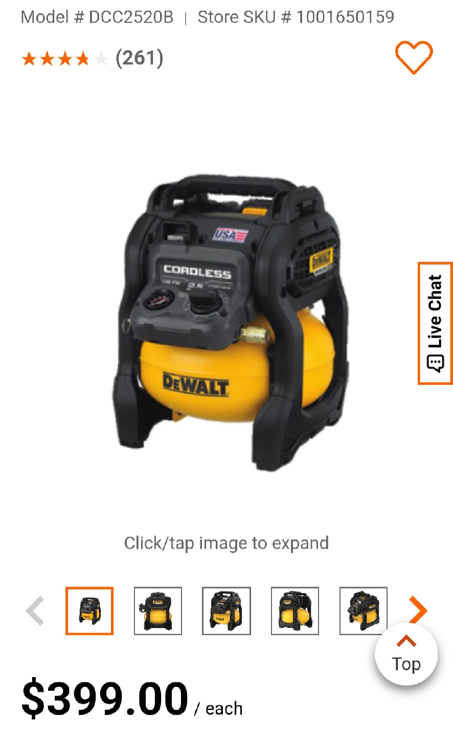 DeWalt DCC2520B 20V Cordless Air Compressor (Tool Only) - photo 2