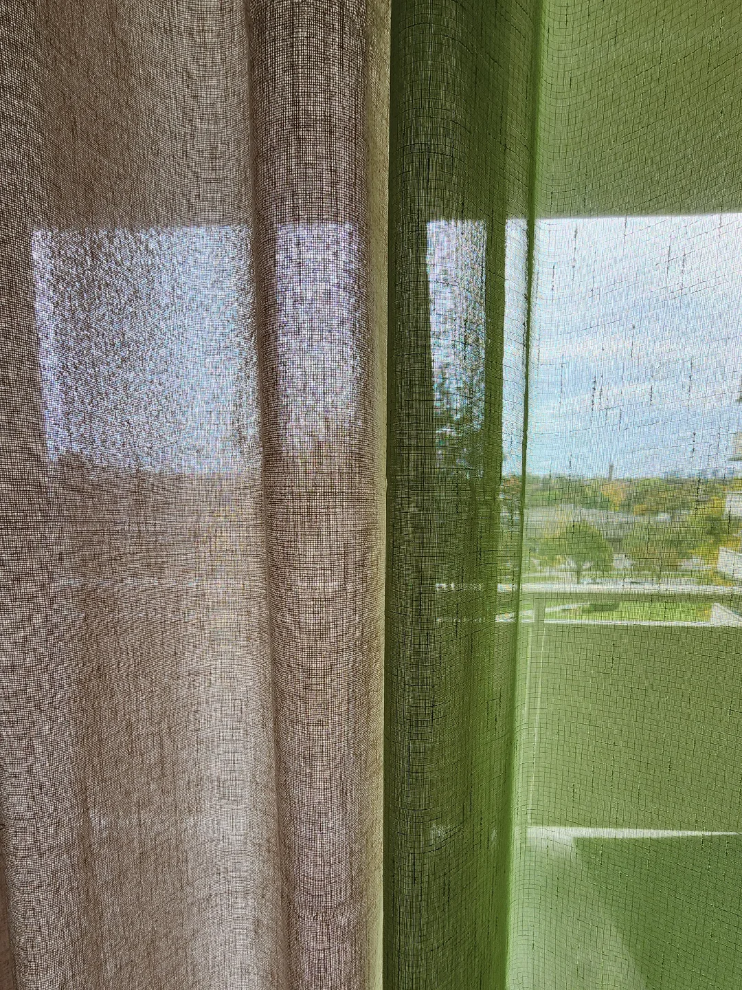 2 Pairs of Curtains - Cream/Beige & Green image indicator(2)