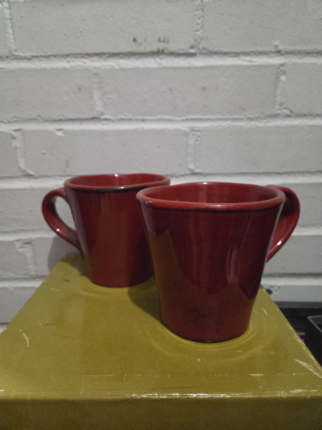 Crate & Barrel Red Mugs - Set of 2