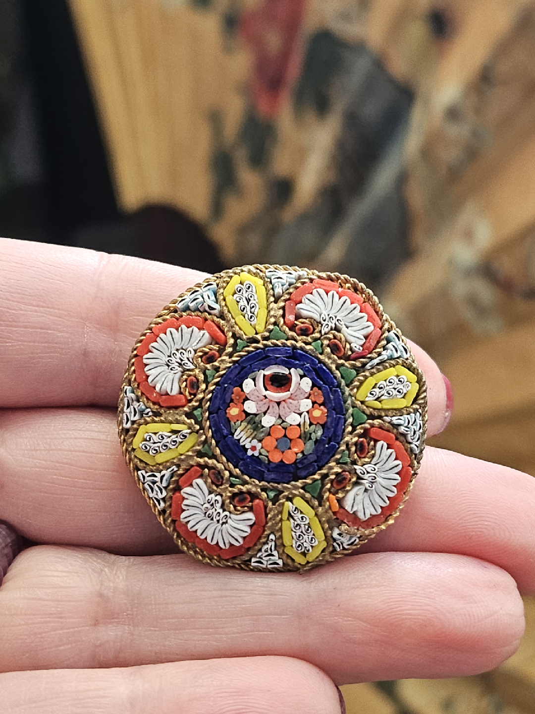 Vintage Micro Mosaic Floral Brooch - photo 4