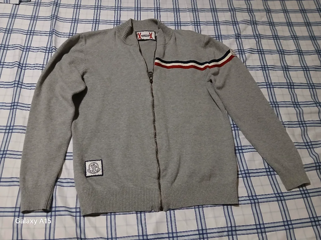 Moncler Grey Zip-Up Cardigan