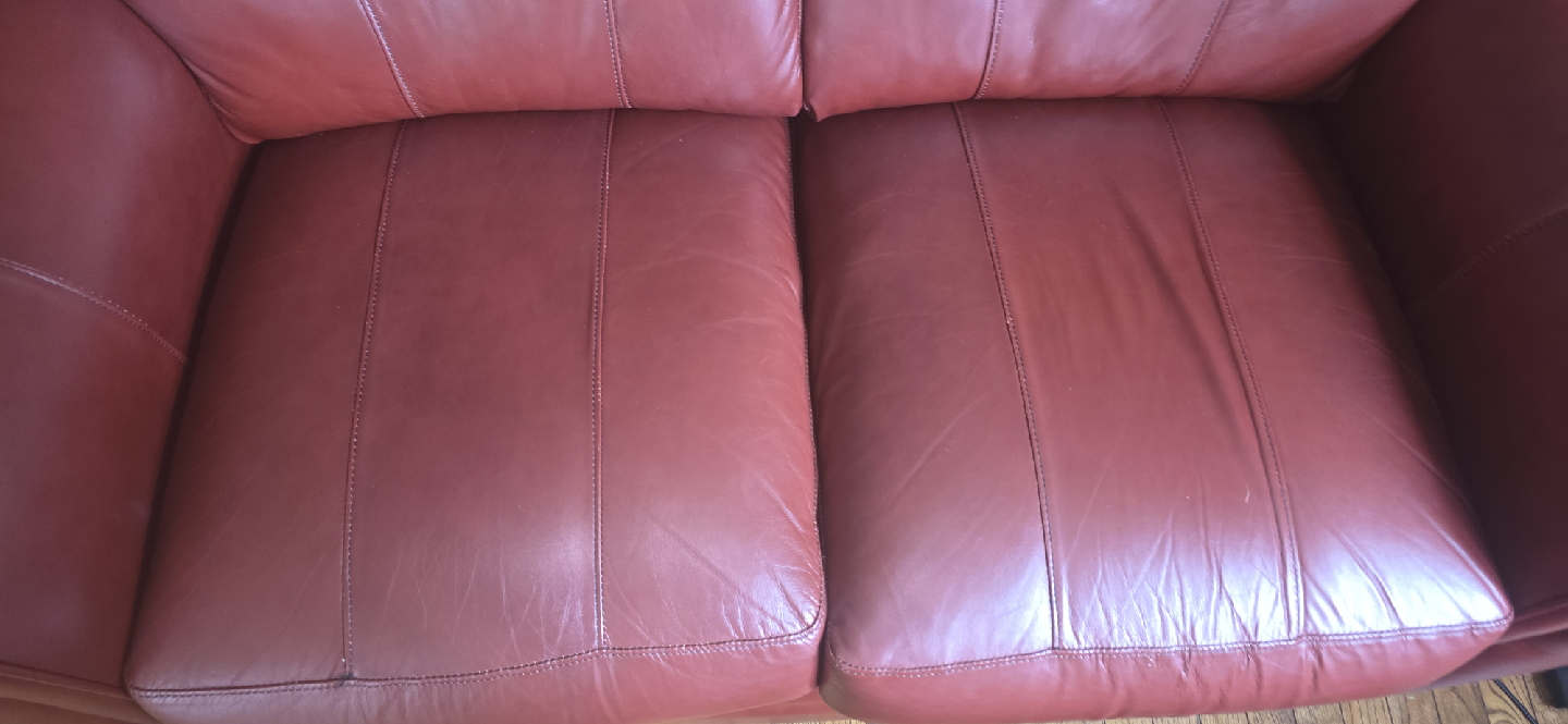 Red Leather Loveseat and Armchair Set