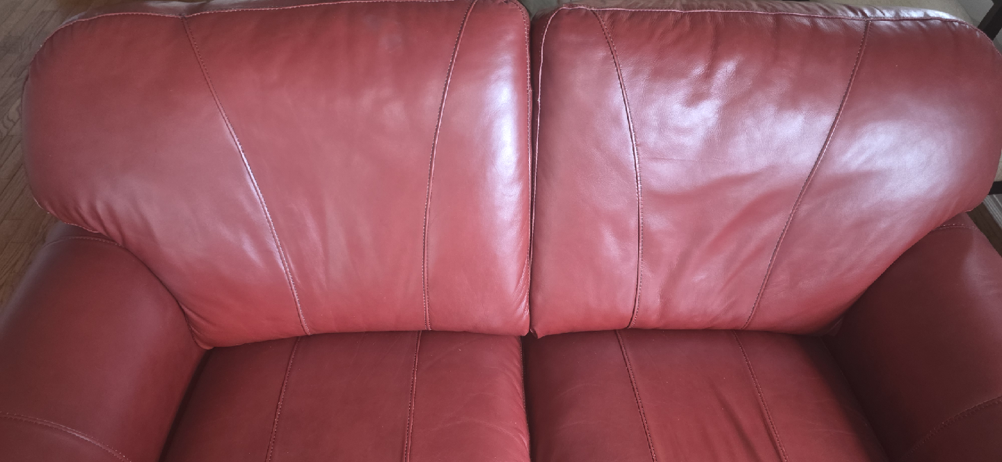 Red Leather Loveseat and Armchair Set - photo 2