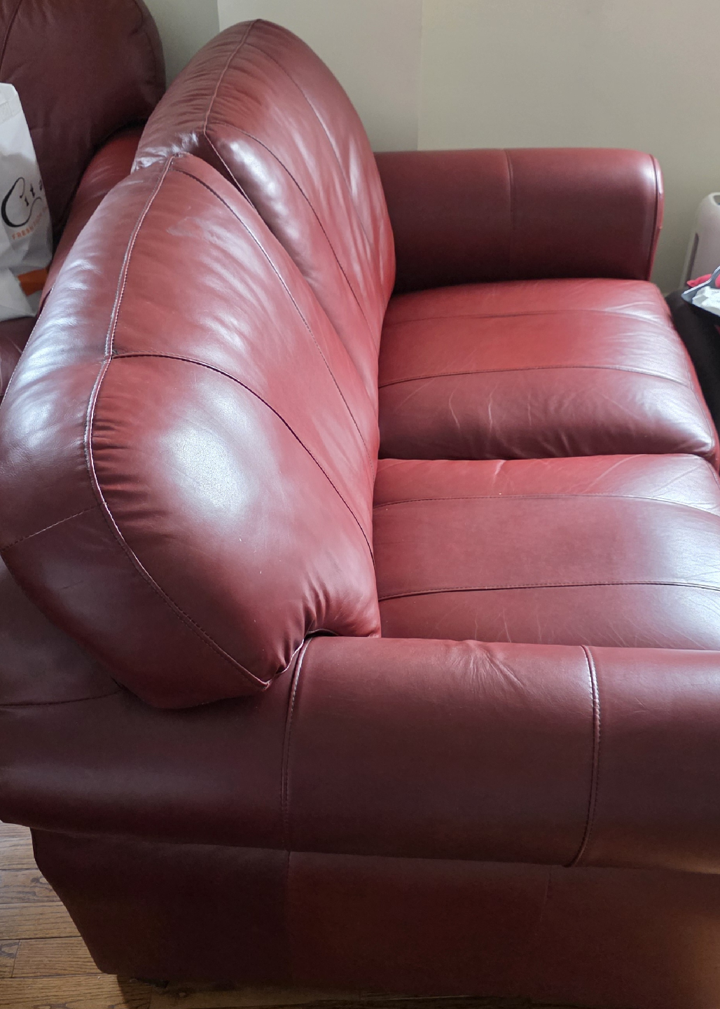 Red Leather Loveseat and Armchair Set - photo 4