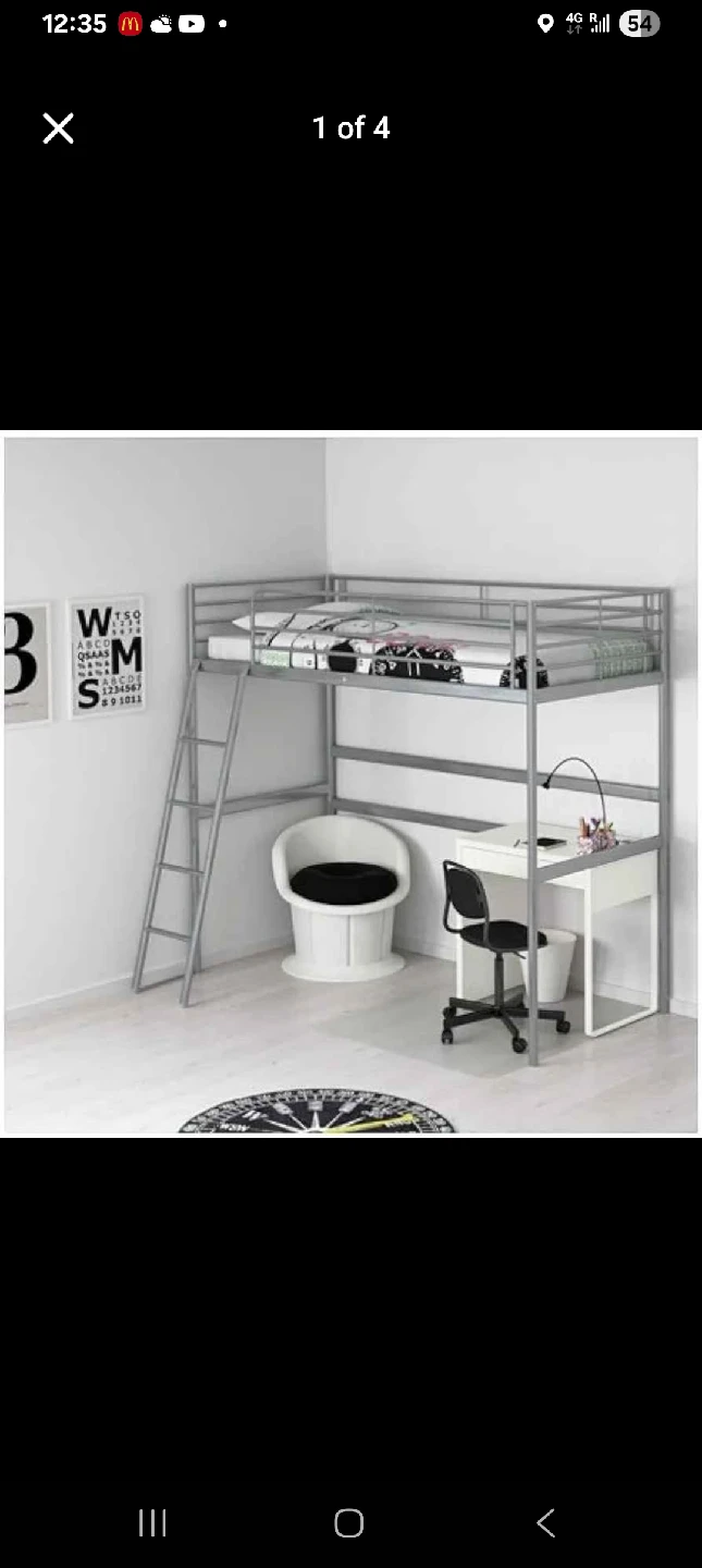 IKEA SVÄRTA Loft Bed Frame with mattress