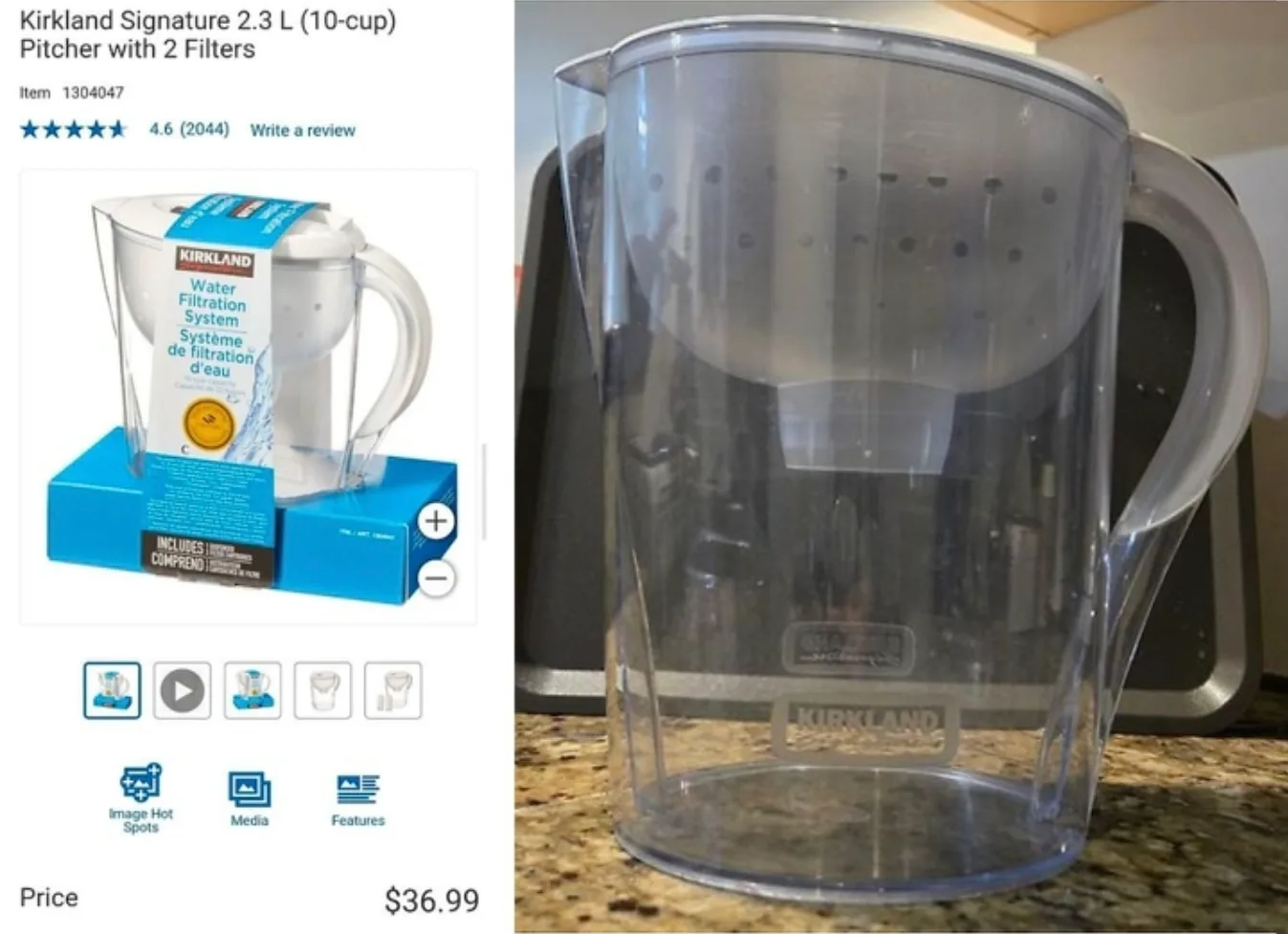 Kirkland Signature 2.3 L Water Filter Pitcher thumbnail