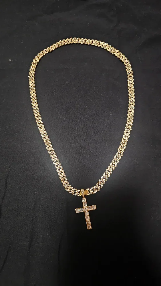Gold tone Cross Pendant Chain image indicator(2)