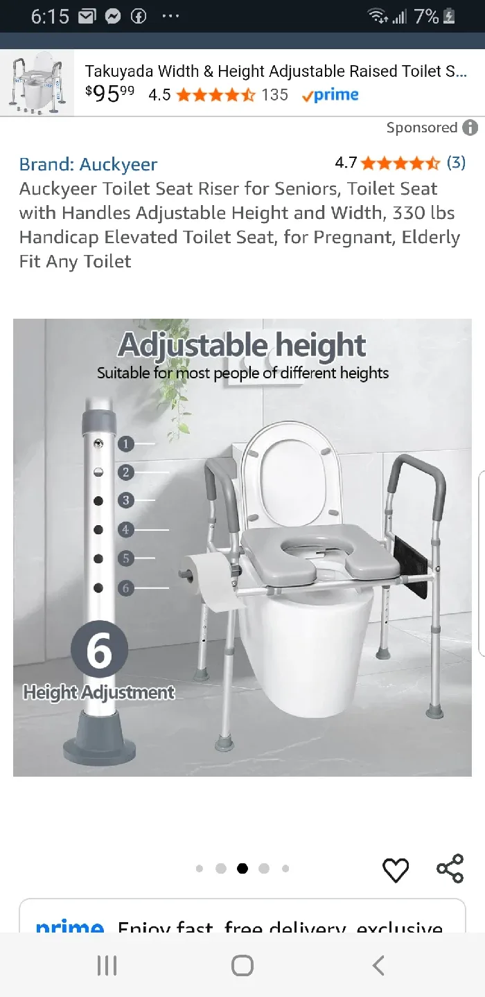 Auckyeer Toilet Seat Riser, Adjustable, 330lbs image indicator(3)