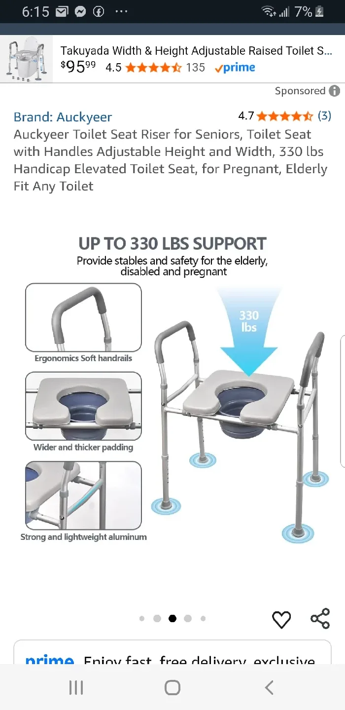 Auckyeer Toilet Seat Riser, Adjustable, 330lbs image indicator(4)
