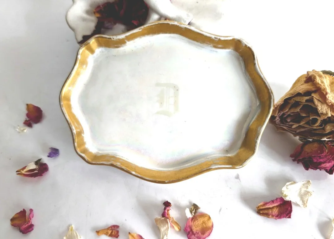 A.K. France ~ Limoges Ring Dish Monogrammed 'D' image indicator(6)