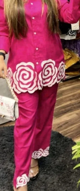 Pink Rose Design Ladies' Suit Coord set image indicator(3)