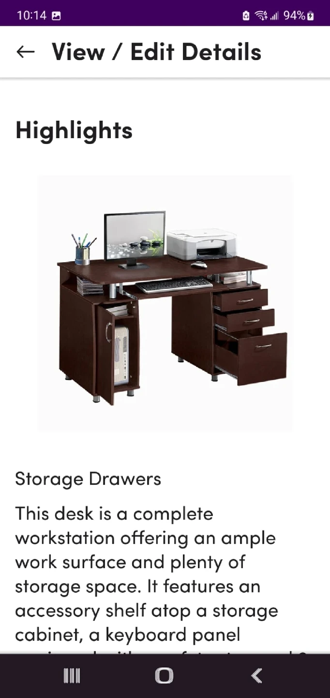 Harris Desk by Zipcode Design - Chocolate - photo 2