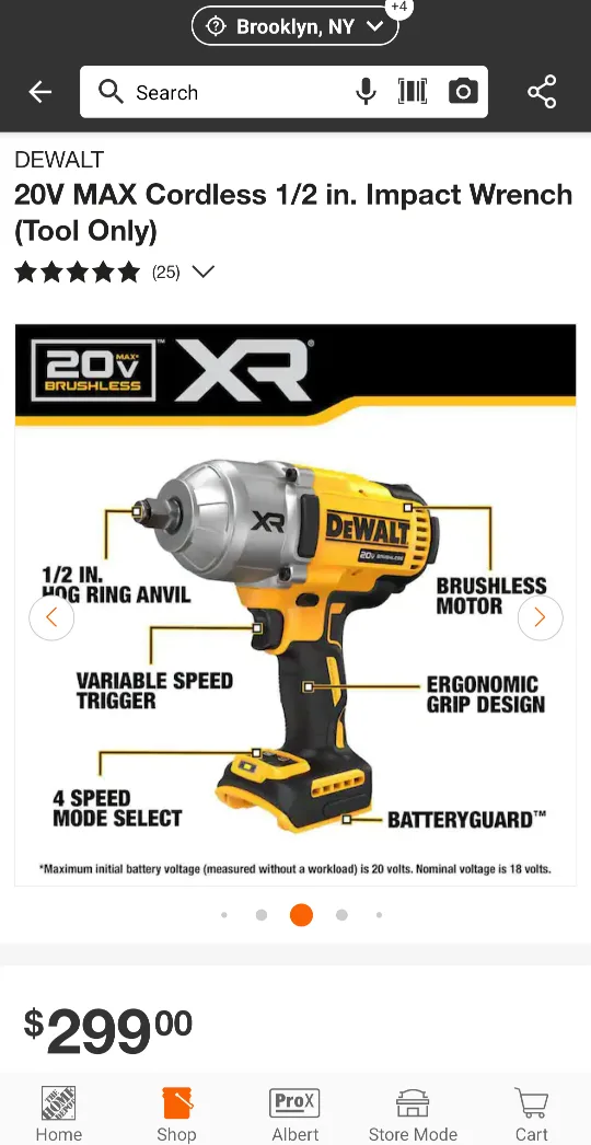 20V Max DeWalt XR - 4speed Mode 1/2" Impact Wrench image indicator(2)