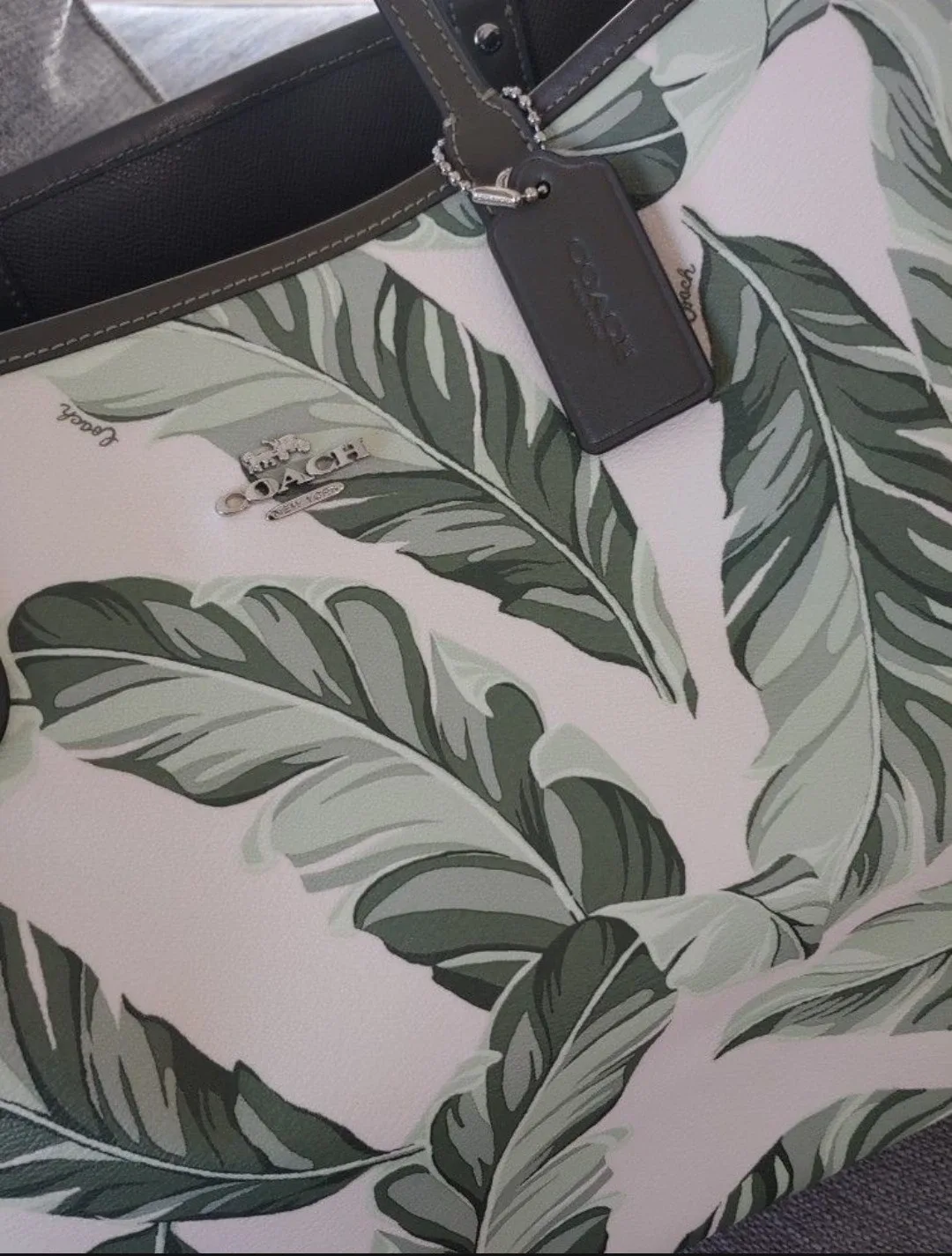 Coach Reversible Tote Bag with Green Leaf Pattern image indicator(4)