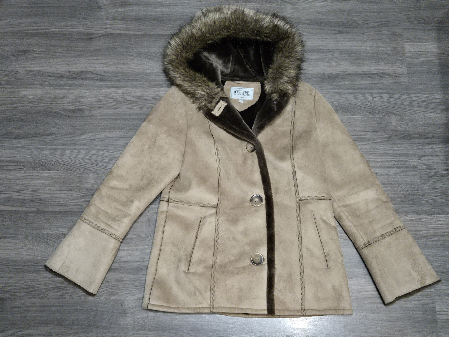 Tower by London Fog Beige Faux Suede Jacket - Size M
