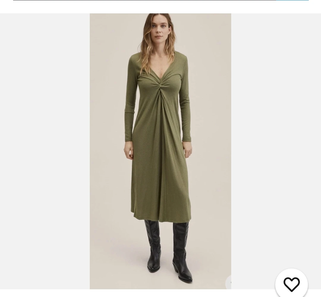 MNG Olive Green Long Sleeve Dress - Size S - photo 2