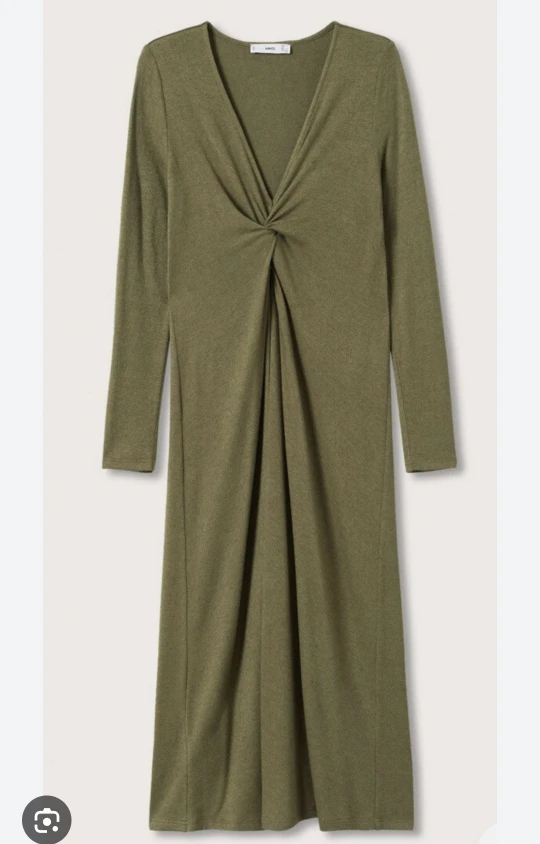 MNG Olive Green Long Sleeve Dress - Size S - photo 3
